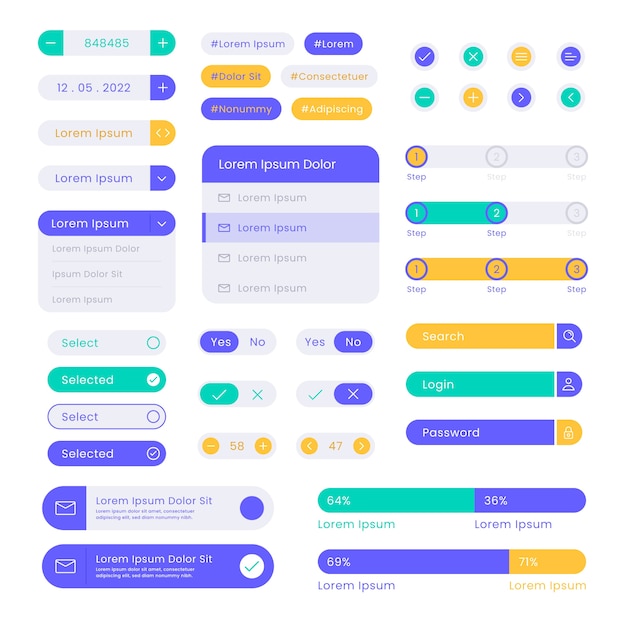 Flat design ui kit collection