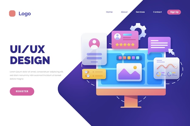 Free Vector flat design ui and ux landing page