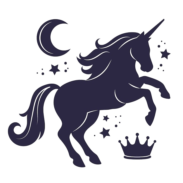 Flat design unicorn silhouette illustration