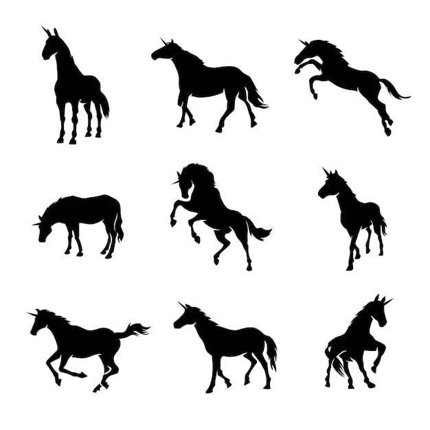 Flat design unicorn silhouette illustration