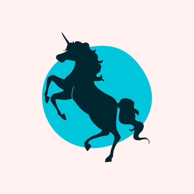 Flat design unicorn silhouette illustration