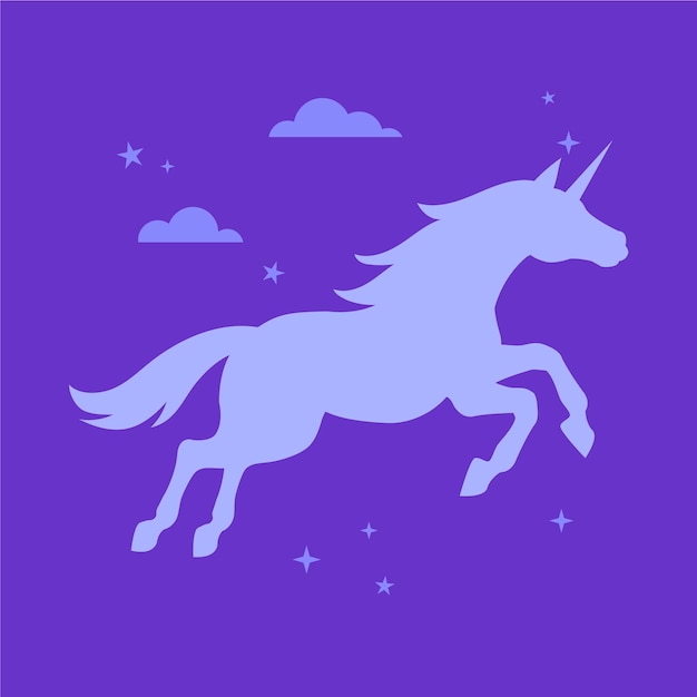 Free Vector flat design unicorn silhouette illustration