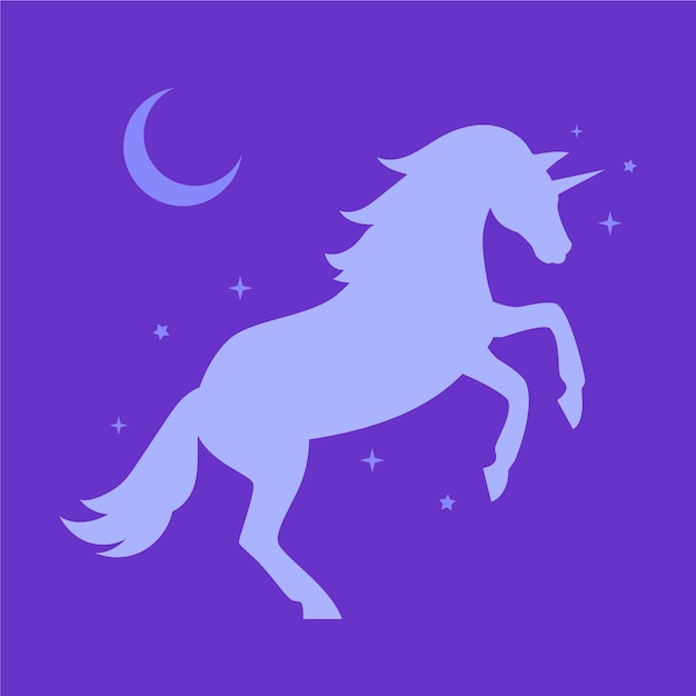 Free Vector flat design unicorn silhouette illustration