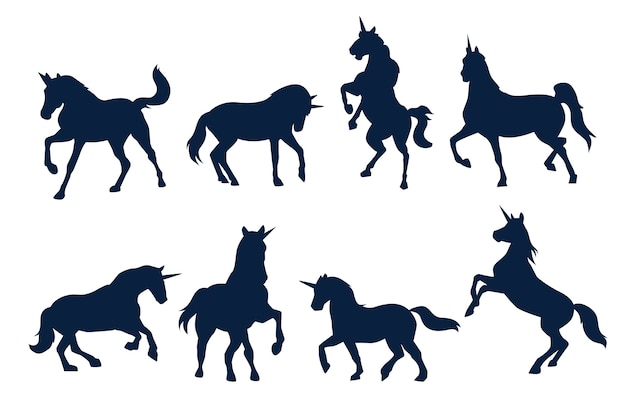 Flat design unicorn silhouette illustration