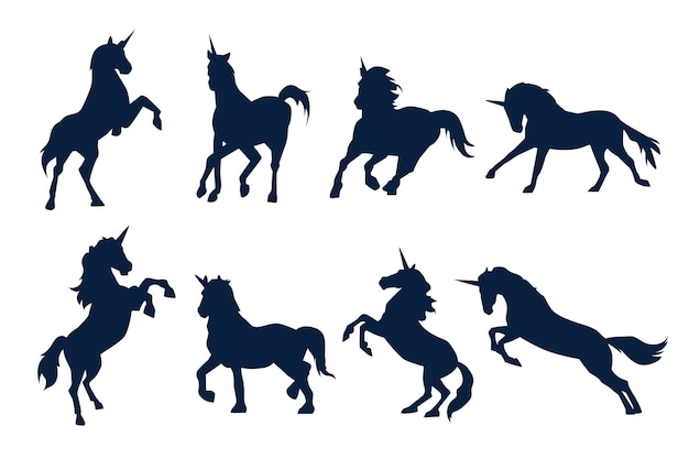 Free vector flat design unicorn silhouette illustration