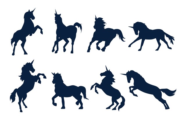 Flat design unicorn silhouette illustration