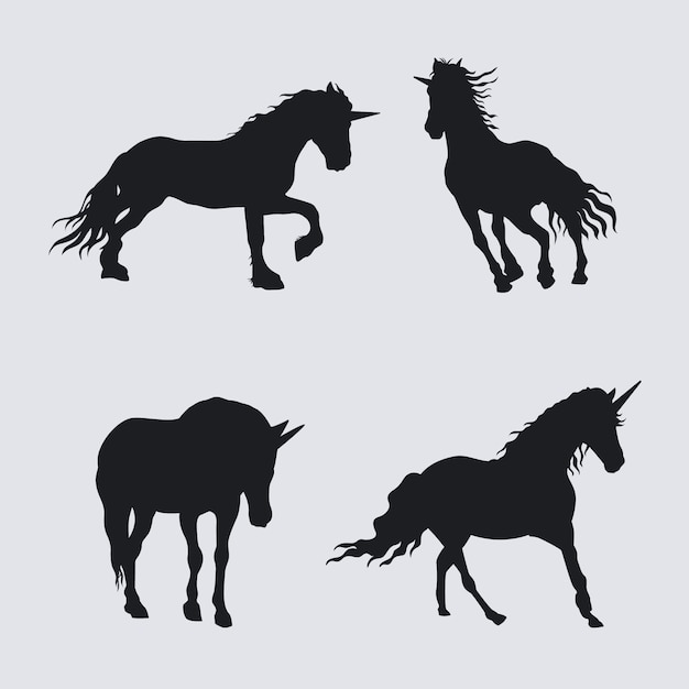 Flat design unicorn silhouette illustration