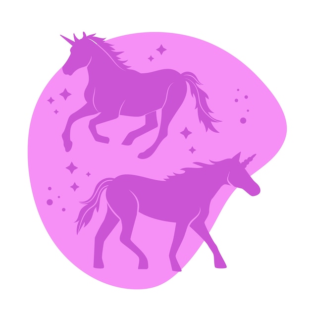 Free Vector flat design unicorn silhouette illustration