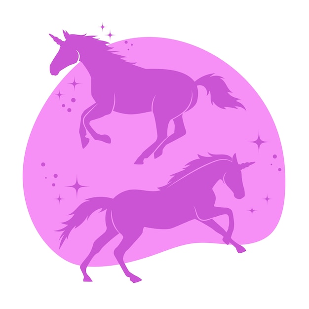 Free Vector flat design unicorn silhouette illustration