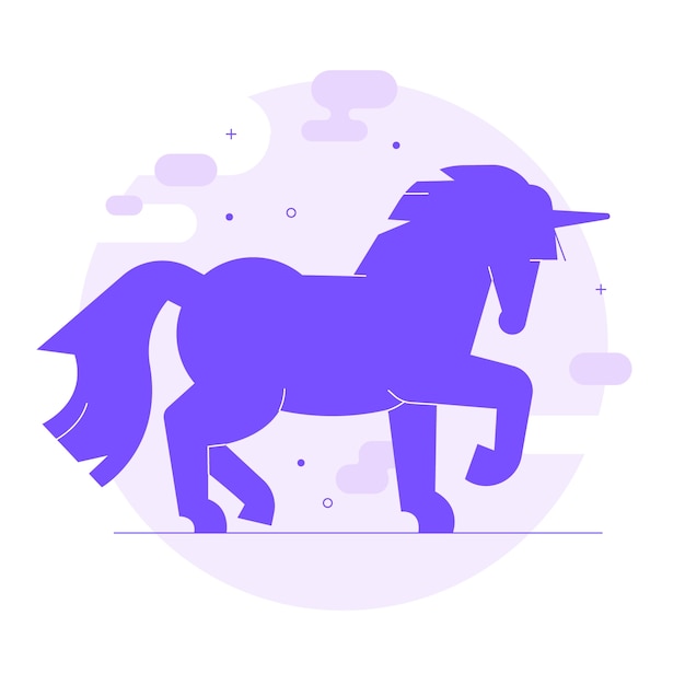 Free Vector flat design  unicorn silhouette illustration