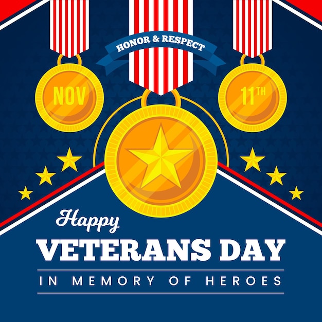 Free Vector flat design veterans day concept