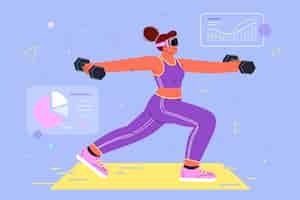 Free vector flat design virtual fitness illustration