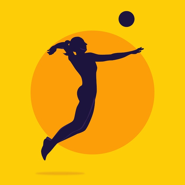 Flat design volleyball silhouette