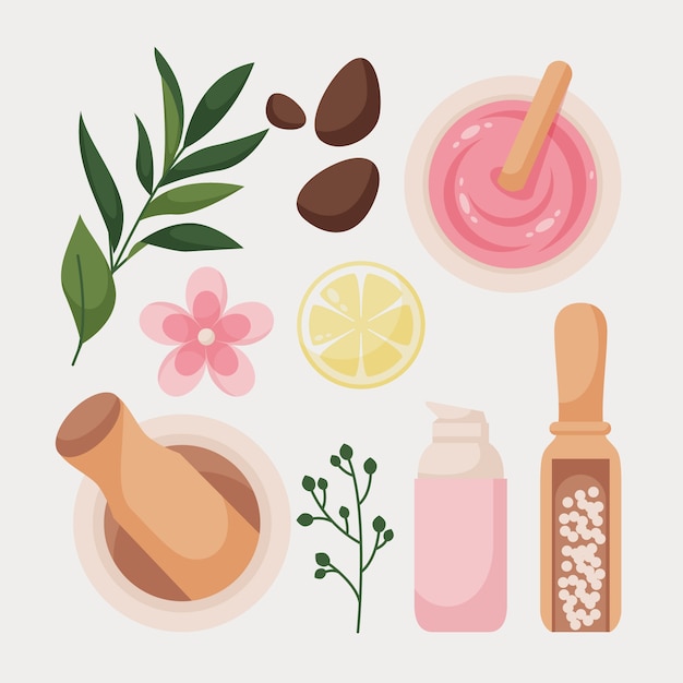 Free Vector flat design wellness and spa stickers