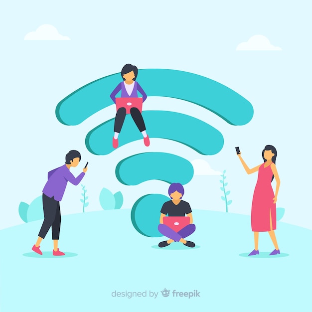 Free Vector flat design wifi network concept