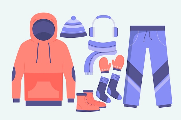 Free Vector flat design winter clothes and essentials