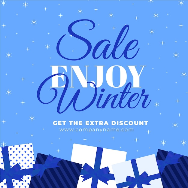 Free Vector flat design winter sale