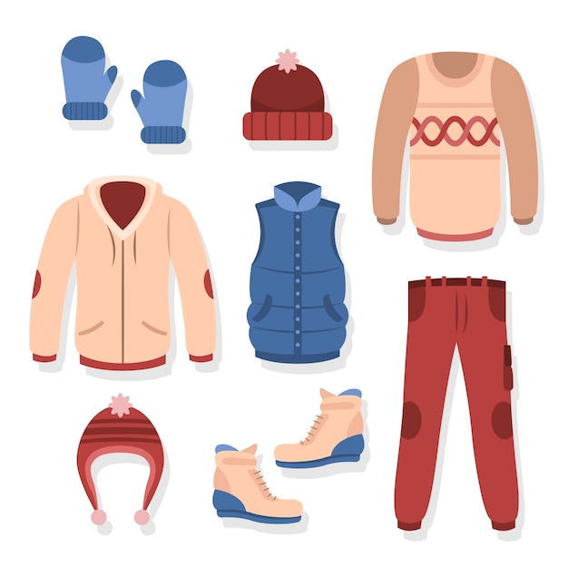 Free vector flat design of winter warm clothes