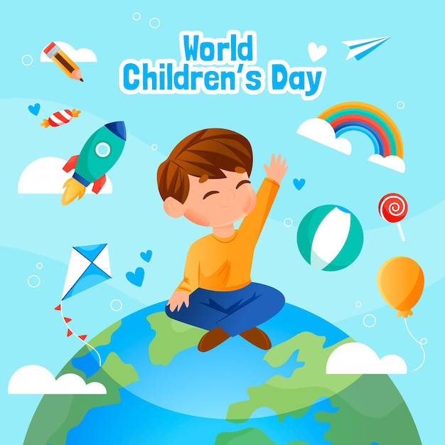 Free Vector flat design world children's day celebration