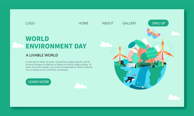 Free Vector flat design world environment day landing page