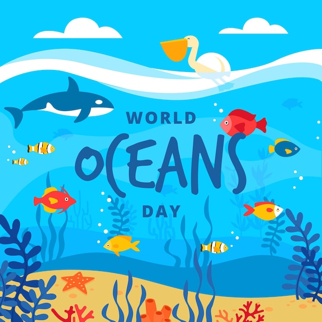 Free Vector flat design world oceans day concept