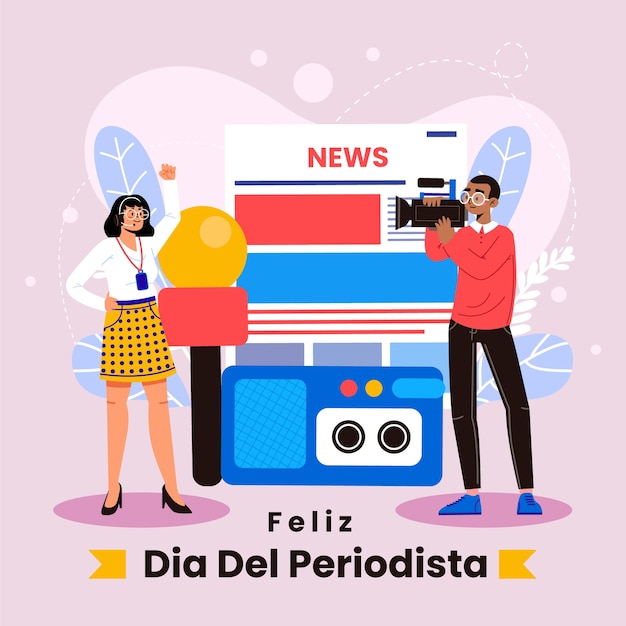 Flat dia del periodista illustration