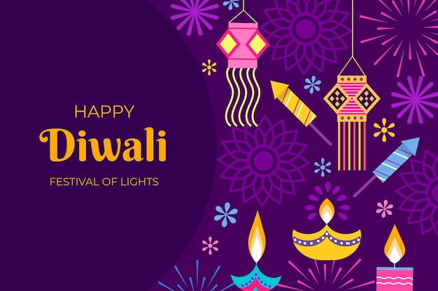 Flat diwali festival background