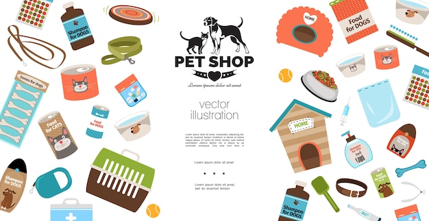 Free Vector flat dog and cat products template 