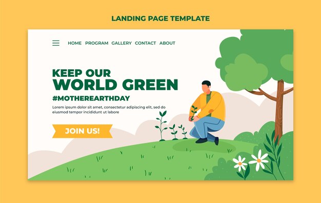 Flat earth day landing page template