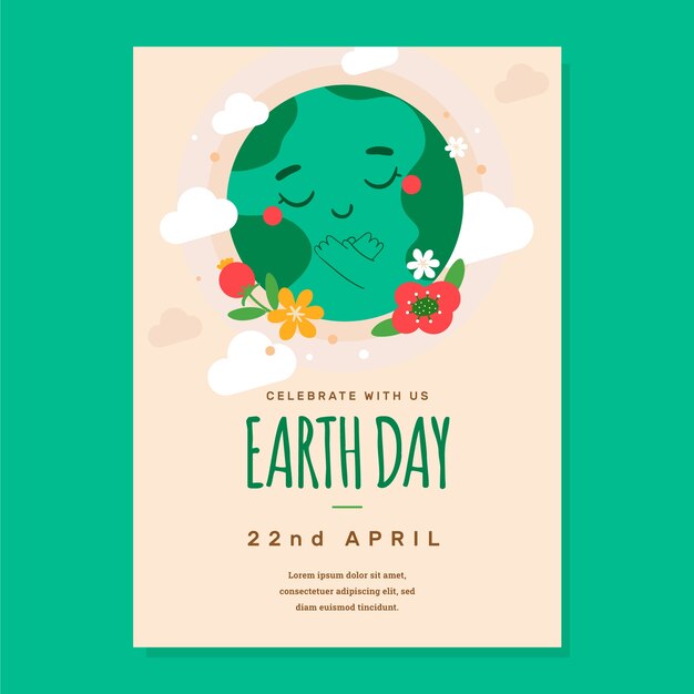 Flat earth day vertical poster template