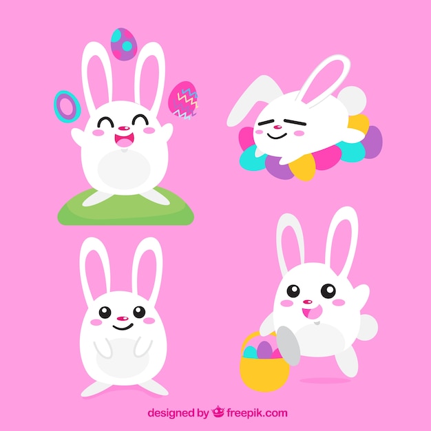 Free vector flat easter bunny collection