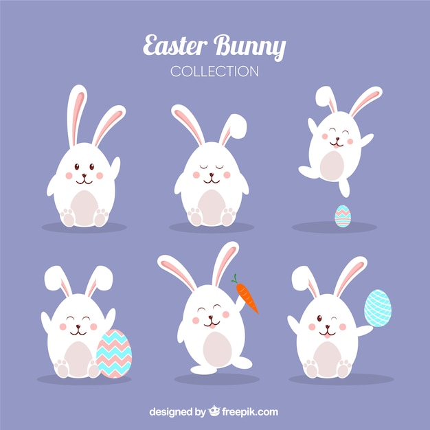 Free vector flat easter bunny collection