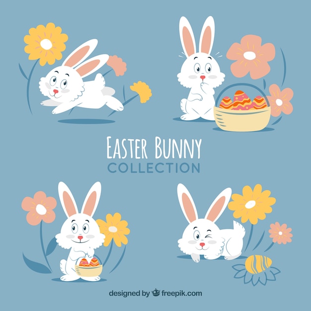 Free Vector flat easter bunny collection