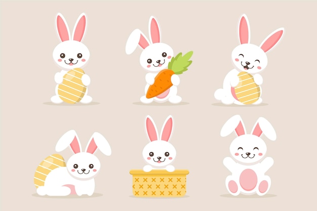 Free Vector flat easter bunny collection