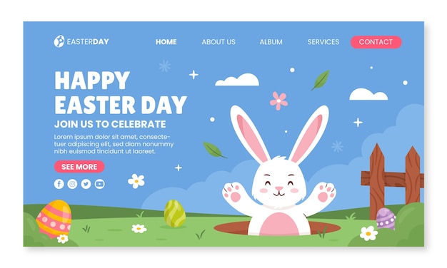 Free vector flat easter landing page template