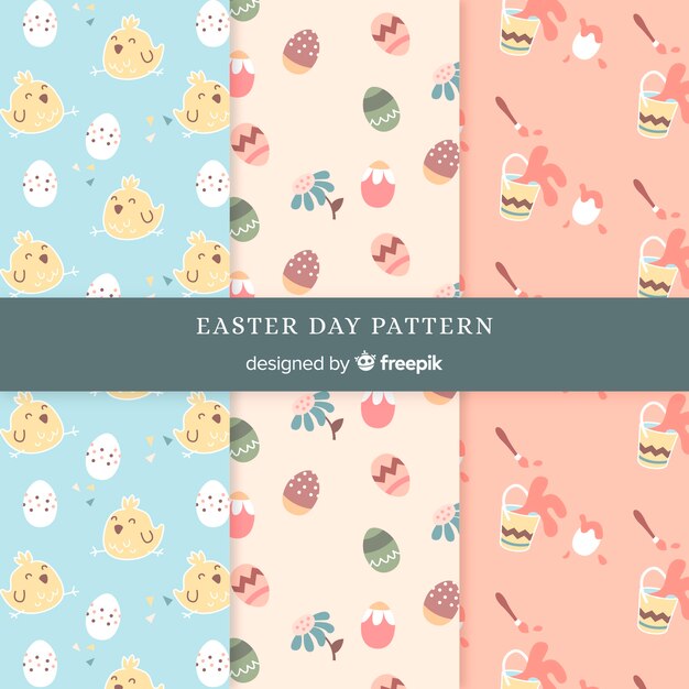 Flat easter pattern collection