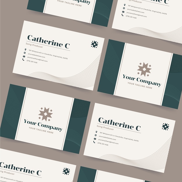 Free Vector flat elegant double-sided horizontal business card template