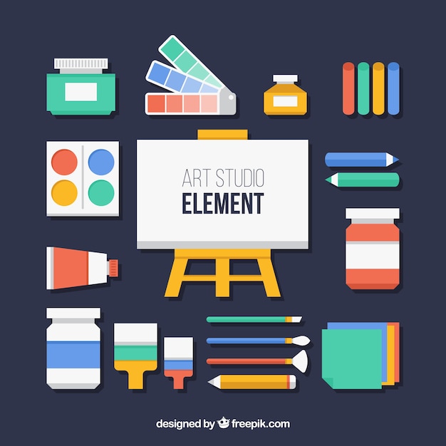 Free Vector flat elements for an art studio 