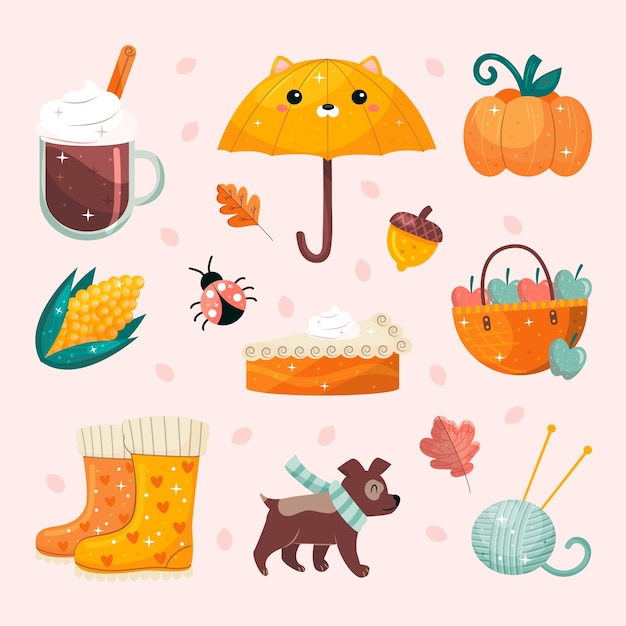 Free Vector flat elements collection for autumn