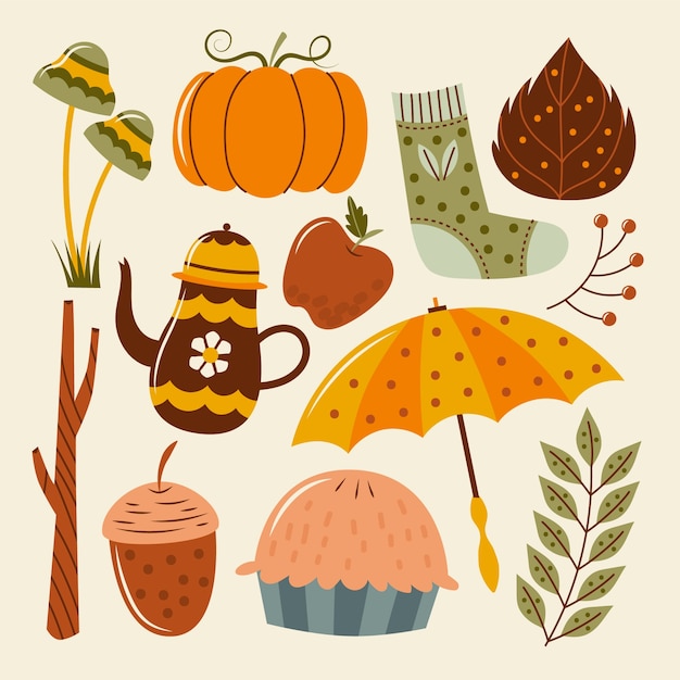 Free vector flat elements collection for autumn