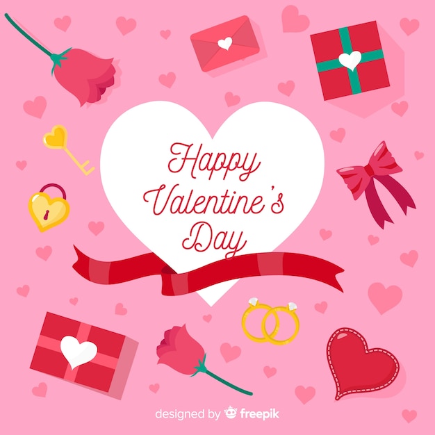 Flat elements valentine background