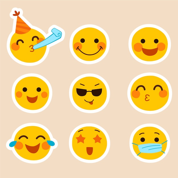 Free Vector flat emoji sticker set