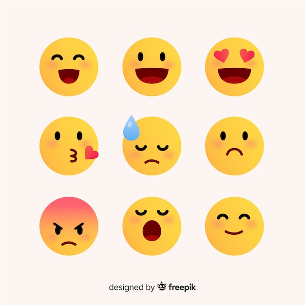 Free vector flat emoticon reaction collectio