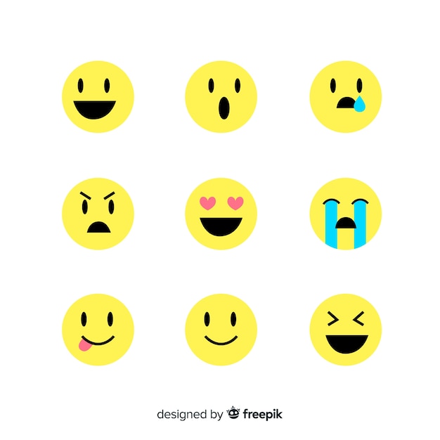 Free vector flat emoticon reaction collectio