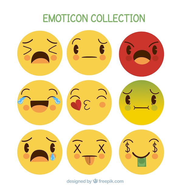 Free Vector flat emoticon reaction collectio