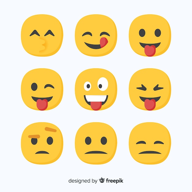 Free vector flat emoticon reaction collectio