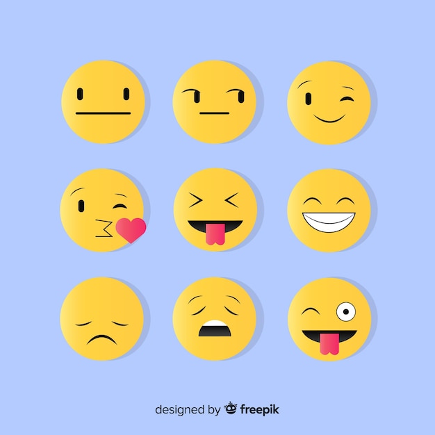 Free vector flat emoticon reaction collectio