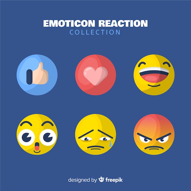 Flat emoticon reaction collectio