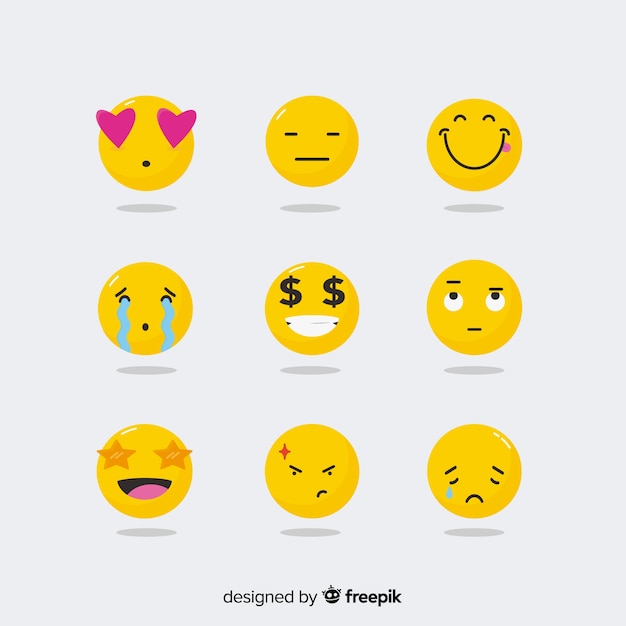 Free vector flat emoticon reaction collectio