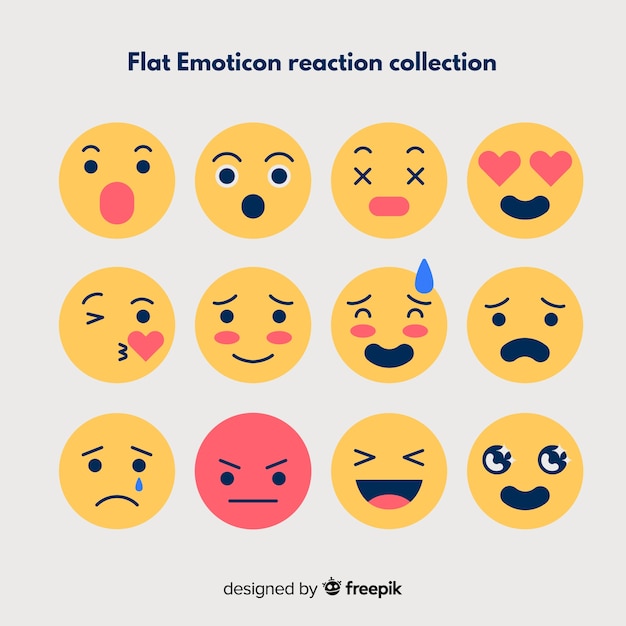 Free Vector flat emoticon reaction collection